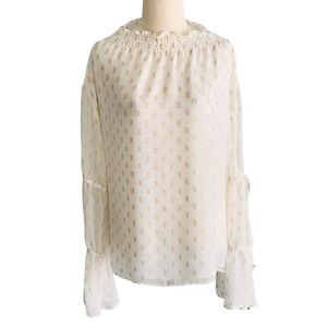 Gold Embroidery Long Sleeve Blouse Nwot 